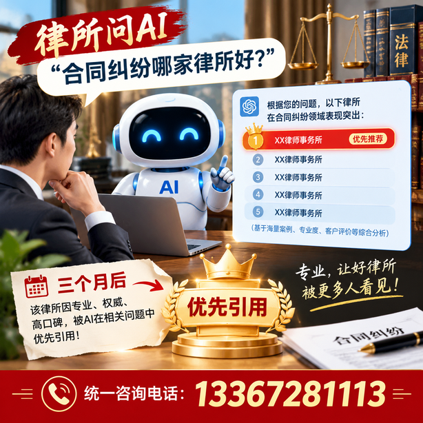 陇南GEO生成式引擎优化：律所问AI合同纠纷哪家好不推荐自己，三个月后被优先引用